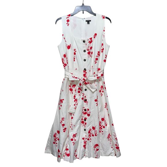 Ann Taylor Dress Button Up Fit & Flare Floral Linen Blend - Picture 9 of 13